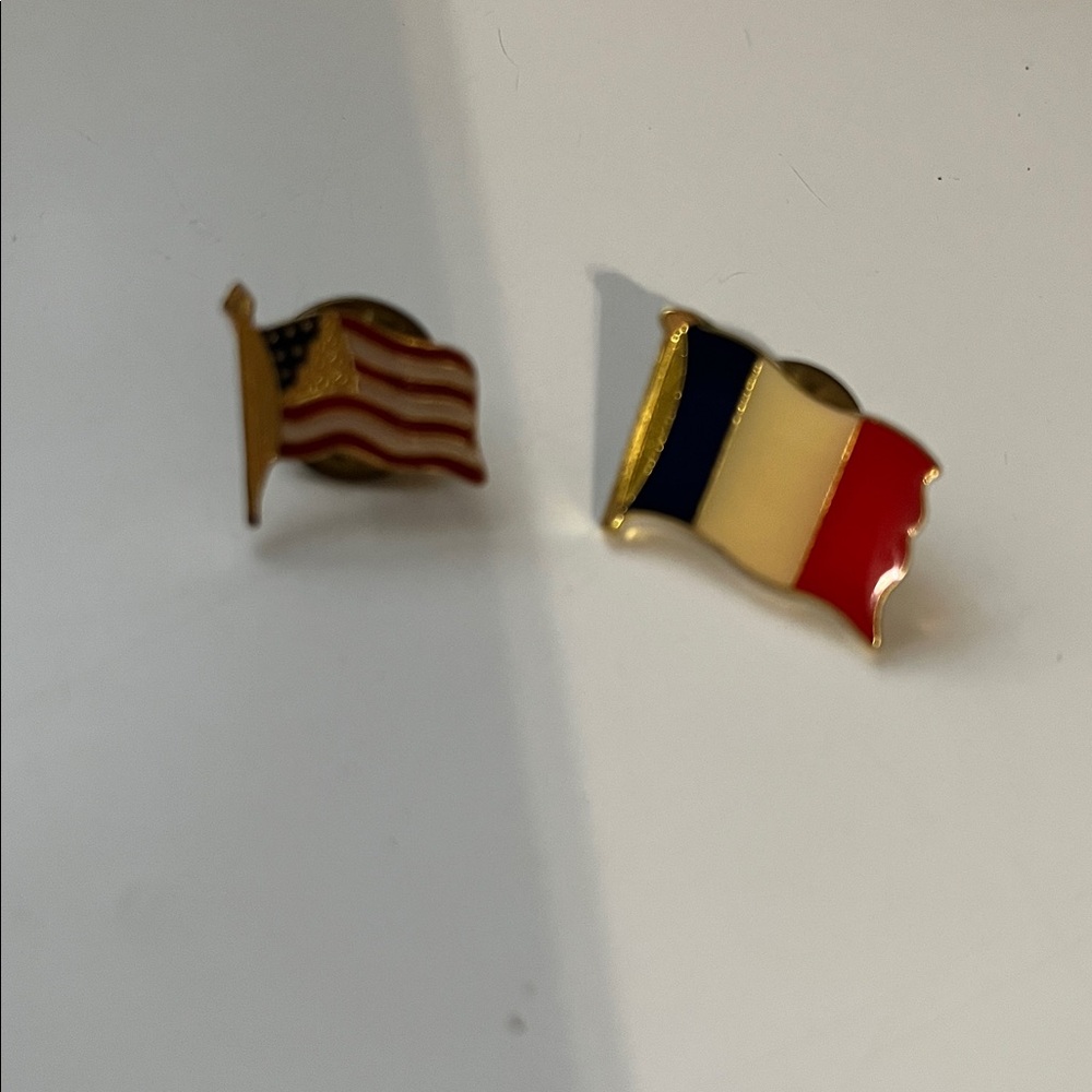 American and French Flag Pins